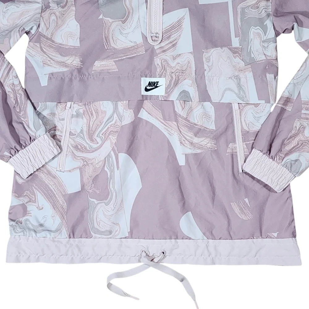 Nike Sportswear Marble-Print Half-Zip Hooded Jacket Size Med